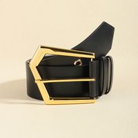 Elegant Lady Simple Style Solid Color Pu Leather Alloy Belt Buckle Metal Button Women's Leather Belts main image 7
