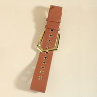 Elegant Lady Simple Style Solid Color Pu Leather Alloy Belt Buckle Metal Button Women's Leather Belts main image 9