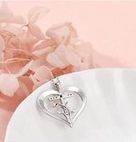 Copper IG Style MAMA Shiny Cross Heart Shape Rose Hollow Out Inlay Zircon Pendant Necklace main image 3