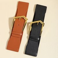 Elegant Lady Simple Style Solid Color Pu Leather Alloy Belt Buckle Metal Button Women's Leather Belts main image 3