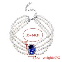 Vintage Style Baroque Style Vacation Oval Beaded Artificial Pearl Inlay Artificial Gemstones Artificial Rhinestones Silver Plated Women's Choker main image 2