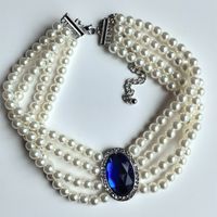 Vintage Style Baroque Style Vacation Oval Beaded Artificial Pearl Inlay Artificial Gemstones Artificial Rhinestones Silver Plated Women's Choker sku image 1