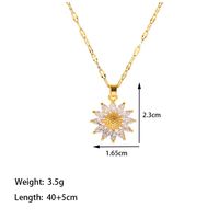 304 Stainless Steel 18K Gold Plated Casual Simple Style Commute Inlay Crown Feather Flower Artificial Rhinestones Pendant Necklace sku image 2