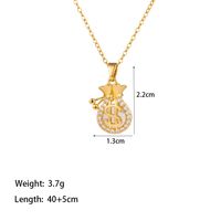 304 Stainless Steel 18K Gold Plated Casual Simple Style Commute Inlay Crown Feather Flower Artificial Rhinestones Pendant Necklace sku image 3