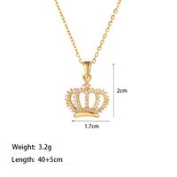 304 Stainless Steel 18K Gold Plated Casual Simple Style Commute Inlay Crown Feather Flower Artificial Rhinestones Pendant Necklace sku image 5