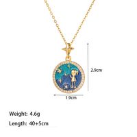 304 Stainless Steel 18K Gold Plated Casual Simple Style Commute Inlay Crown Feather Flower Artificial Rhinestones Pendant Necklace sku image 6