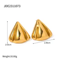 1 Par Estilo IG Triángulo Pulido Acero Inoxidable 316 Chapados en oro de 18k Pendientes main image 3