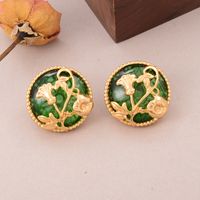 1 Pair Elegant Luxurious Queen Plant Bee Inlay Alloy Copper Glass Stone Pearl Zircon 18K Gold Plated Alluvial Gold Plated Ear Cuffs Ear Studs sku image 7