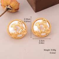 1 Pair Elegant Luxurious Queen Plant Bee Inlay Alloy Copper Glass Stone Pearl Zircon 18K Gold Plated Alluvial Gold Plated Ear Cuffs Ear Studs sku image 6