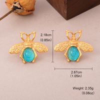 1 Pair Elegant Luxurious Queen Plant Bee Inlay Alloy Copper Glass Stone Pearl Zircon 18K Gold Plated Alluvial Gold Plated Ear Cuffs Ear Studs sku image 4