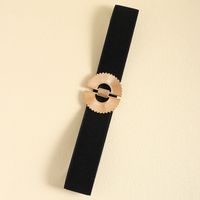 Elegant Business Simple Style Solid Color Alloy Fabric Metal Button Women's Woven Belts main image 6
