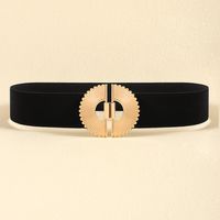 Elegant Business Simple Style Solid Color Alloy Fabric Metal Button Women's Woven Belts main image 4