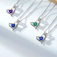 Sterling Silver Elegant Classic Style Heart Shape Plating Zircon Pendant Necklace main image 7