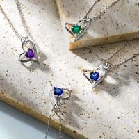Sterling Silver Elegant Classic Style Heart Shape Plating Zircon Pendant Necklace main image 4