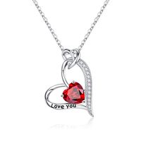 Sterling Silver Elegant Classic Style Heart Shape Plating Zircon Pendant Necklace main image 3