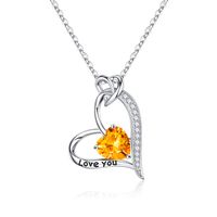 Sterling Silver Elegant Classic Style Heart Shape Plating Zircon Pendant Necklace sku image 11