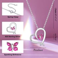 Sterling Silver Elegant Classic Style Heart Shape Butterfly Plating Zircon Pendant Necklace main image 2