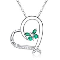Sterling Silver Elegant Classic Style Heart Shape Butterfly Plating Zircon Pendant Necklace sku image 4