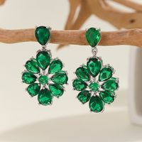 1 Pair Elegant Simple Style Flower Hollow Out Copper Zircon Silver Plated Drop Earrings main image 7
