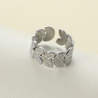 Titanium Steel Elegant Simple Style Heart Shape Open Rings sku image 1