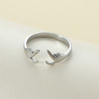 Titanium Steel Elegant Simple Style Heart Shape Open Rings sku image 8