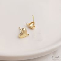 1 Pair 10 * 10mm Alloy 14K Gold Plated Heart Shape Earring Findings sku image 1