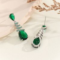 1 Pair Casual Elegant Water Droplets Copper Zircon Silver Plated Drop Earrings main image 7