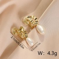 1 Pair IG Style Simple Style Pearl Inlay Copper 18K Gold Plated Drop Earrings Ear Cuffs sku image 1