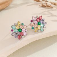 1 Pair Elegant Simple Style Flower Copper Zircon Silver Plated Ear Studs main image 3