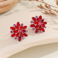 1 Pair Elegant Simple Style Flower Copper Zircon Silver Plated Ear Studs main image 5