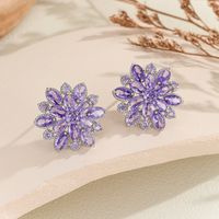 1 Pair Elegant Simple Style Flower Copper Zircon Silver Plated Ear Studs main image 6