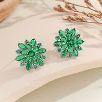 1 Pair Elegant Simple Style Flower Copper Zircon Silver Plated Ear Studs main image 7