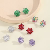 1 Pair Elegant Simple Style Flower Copper Zircon Silver Plated Ear Studs main image 1