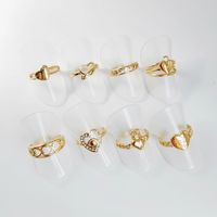 Stainless Steel Titanium Steel 14K Gold Plated Vintage Style Simple Style Plating Heart Shape Open Rings main image 1