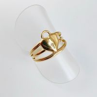 Stainless Steel Titanium Steel 14K Gold Plated Vintage Style Simple Style Plating Heart Shape Open Rings main image 3