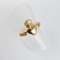 Stainless Steel Titanium Steel 14K Gold Plated Vintage Style Simple Style Plating Heart Shape Open Rings main image 4