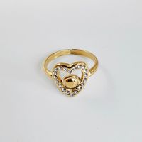 Stainless Steel Titanium Steel 14K Gold Plated Vintage Style Simple Style Plating Heart Shape Open Rings sku image 9