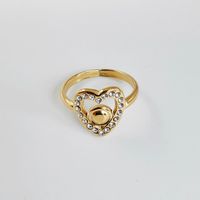 Stainless Steel Titanium Steel 14K Gold Plated Vintage Style Simple Style Plating Heart Shape Open Rings main image 6