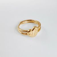 Stainless Steel Titanium Steel 14K Gold Plated Vintage Style Simple Style Plating Heart Shape Open Rings sku image 7