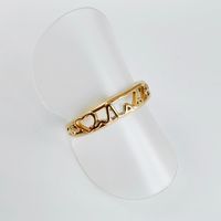 Stainless Steel Titanium Steel 14K Gold Plated Vintage Style Simple Style Plating Heart Shape Open Rings sku image 5