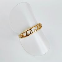 Rostfreier Stahl Titan Stahl 14 Karat Vergoldet Vintage-Stil Einfacher Stil Überzug Herzform Offener Ring sku image 5