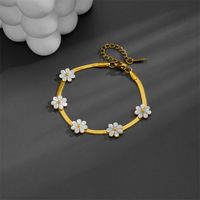 Titanium Steel 18K Gold Plated Elegant Simple Style Inlay Flower Acrylic Earrings Necklace main image 6