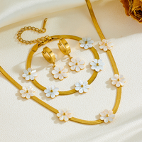 Titanium Steel 18K Gold Plated Elegant Simple Style Inlay Flower Acrylic Earrings Necklace sku image 4