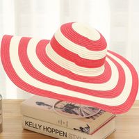 Women's Casual Simple Style Color Block Big Eaves Straw Hat sku image 8