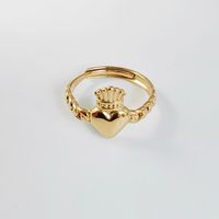 Stainless Steel Titanium Steel 14K Gold Plated Vintage Style Simple Style Plating Heart Shape Open Rings sku image 3