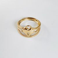 Rostfreier Stahl Titan Stahl 14 Karat Vergoldet Vintage-Stil Einfacher Stil Überzug Herzform Offener Ring sku image 1