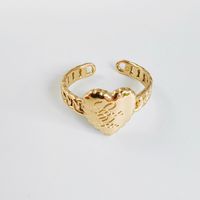 Stainless Steel Titanium Steel 14K Gold Plated Vintage Style Simple Style Plating Heart Shape Open Rings sku image 6