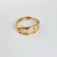 Rostfreier Stahl Titan Stahl 14 Karat Vergoldet Vintage-Stil Einfacher Stil Überzug Herzform Offener Ring sku image 8