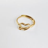 Rostfreier Stahl Titan Stahl 14 Karat Vergoldet Vintage-Stil Einfacher Stil Überzug Herzform Offener Ring sku image 4