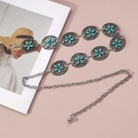 Vintage Style Ethnic Style Flower Alloy Turquoise Women's Chain Belts main image 5